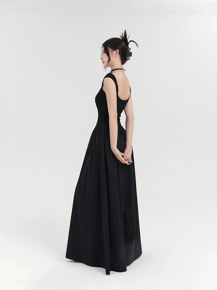 Sleeveless Vintage Square Neckline Maxi Dress