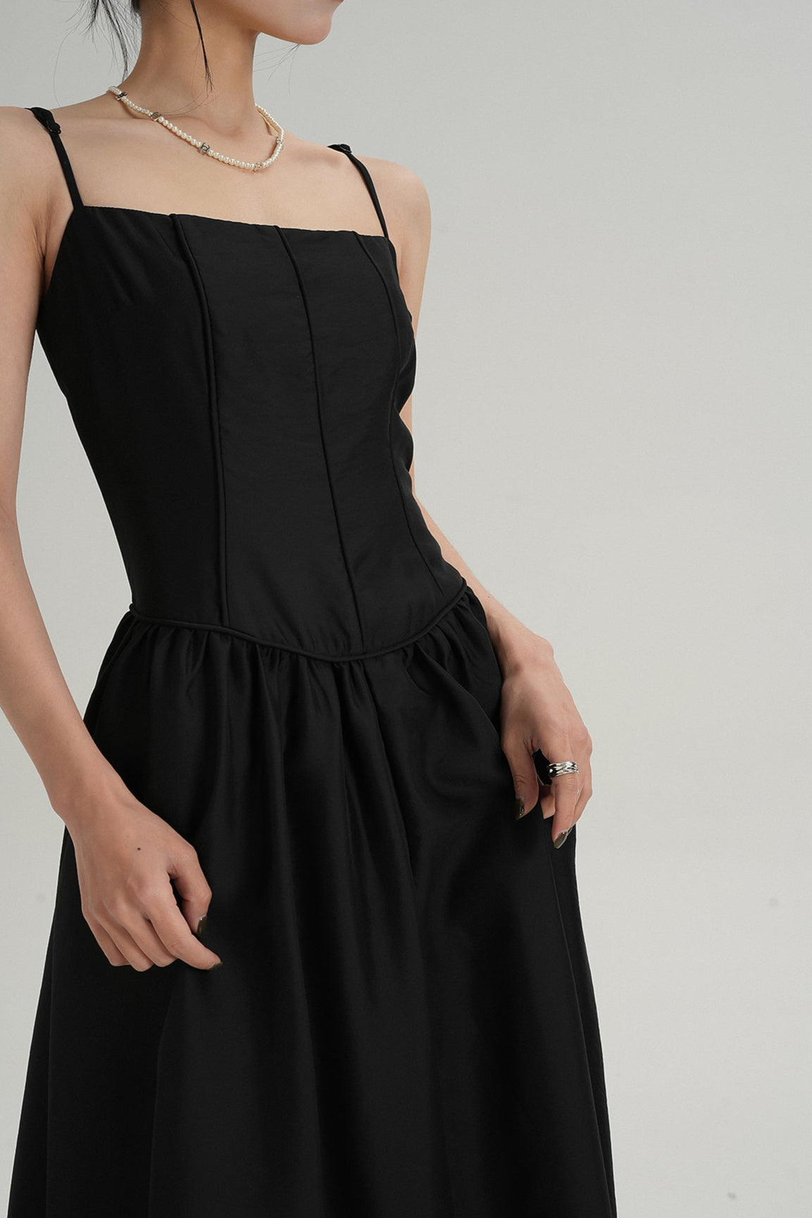 Adjustable Spaghetti Strap Corset Bodice Maxi Dress