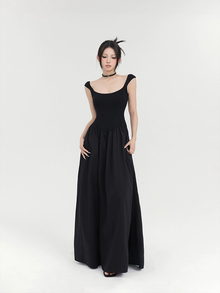 Sleeveless Vintage Square Neckline Maxi Dress