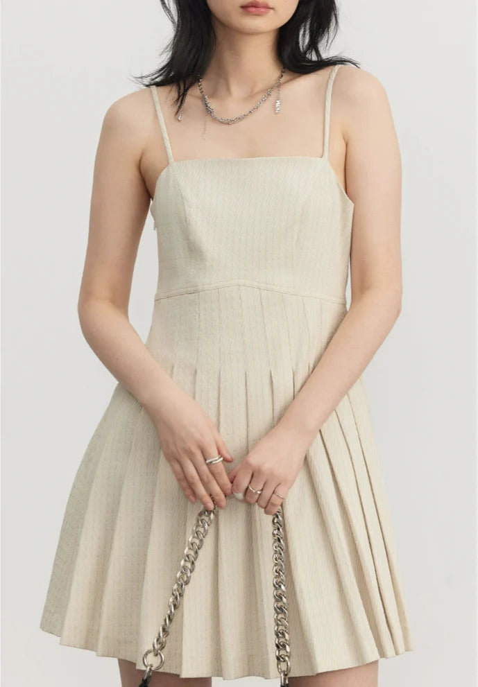 Pinstripe Texture Oversized Blazer and Pleated Dress Set