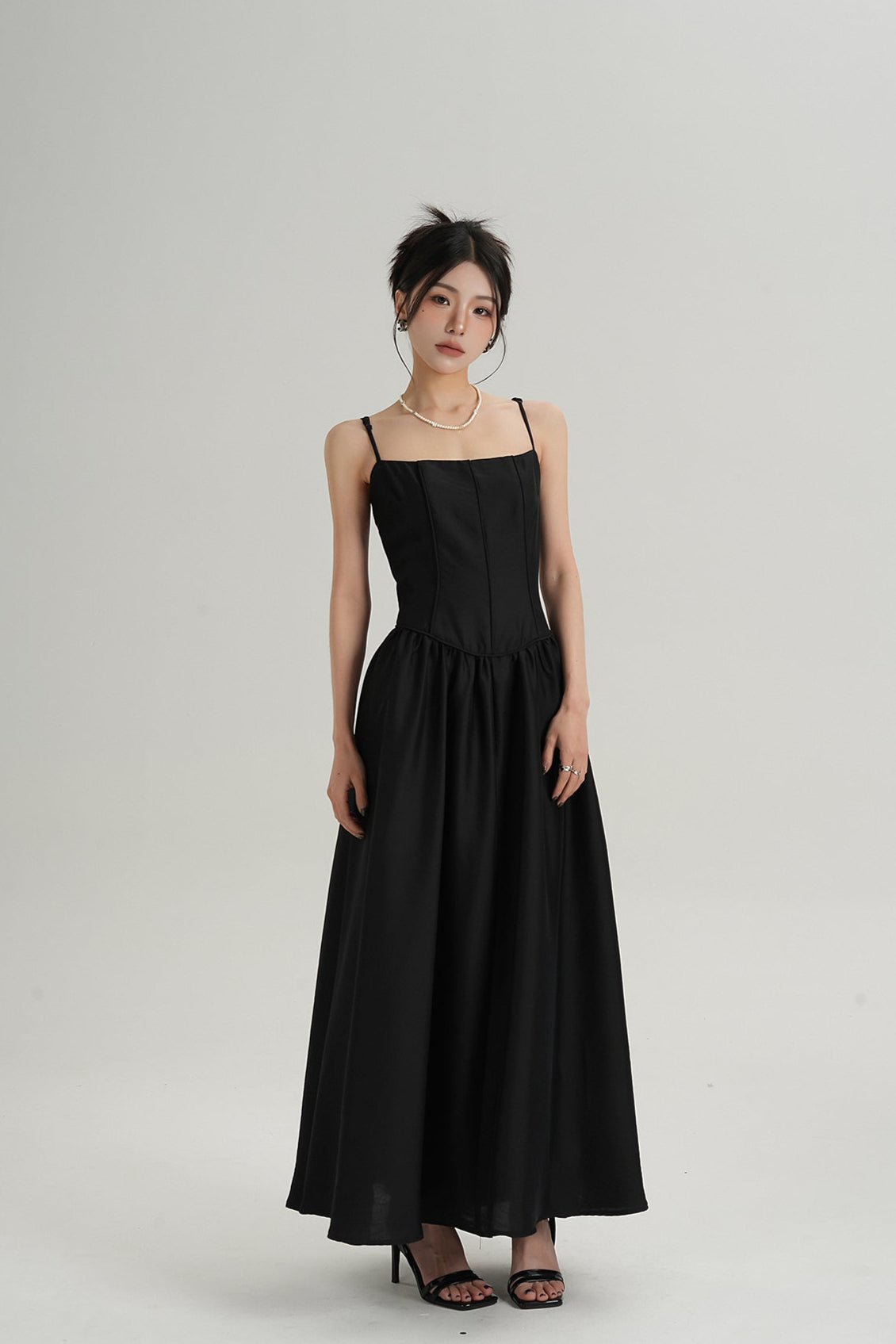 Adjustable Spaghetti Strap Corset Bodice Maxi Dress