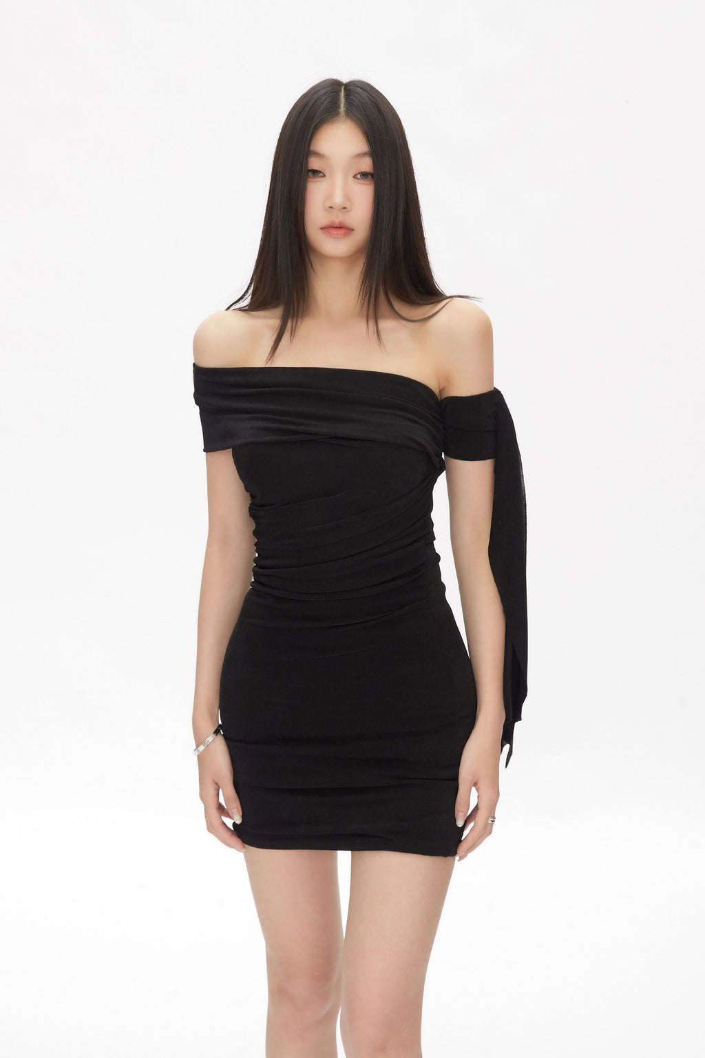 Ruched Off Shoulder Bodycon Mini Dress