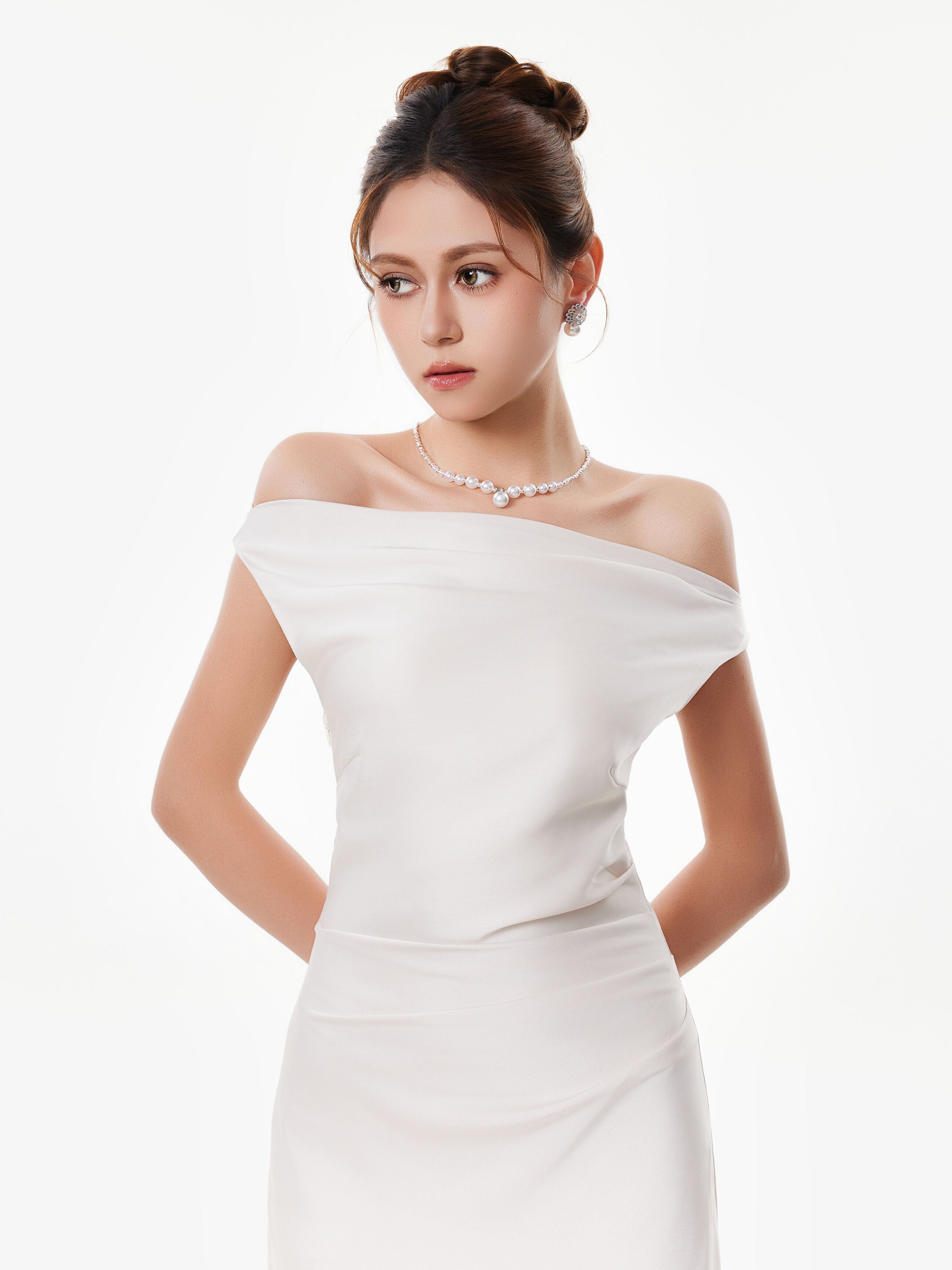 Asymmetrical One Shoulder Satin Maxi Dress