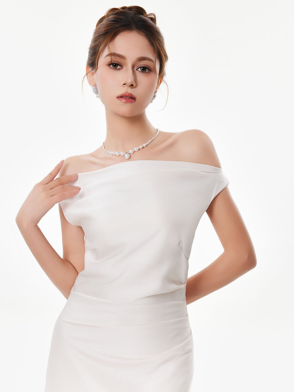 Asymmetrical One Shoulder Satin Maxi Dress