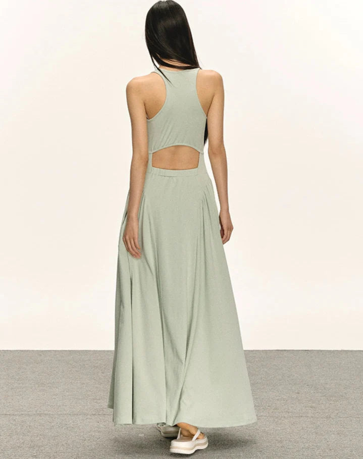 Sleeveless Racerback Maxi Dress with Cut-Out Back
