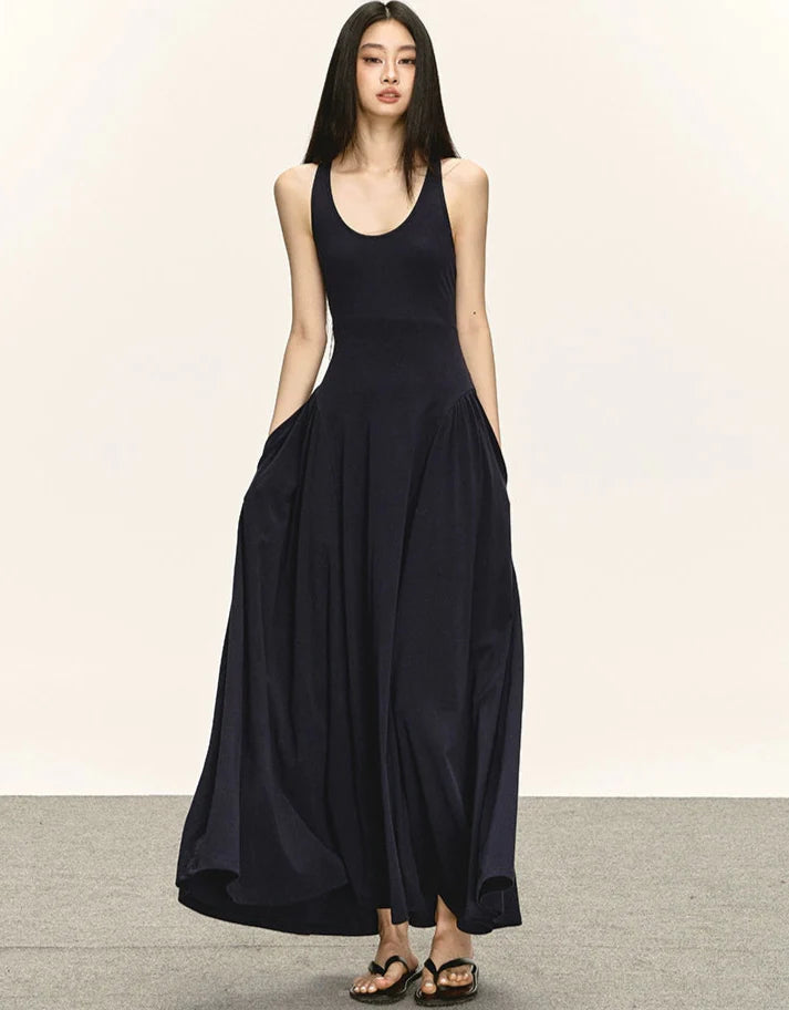 Sleeveless Racerback Maxi Dress with Cut-Out Back