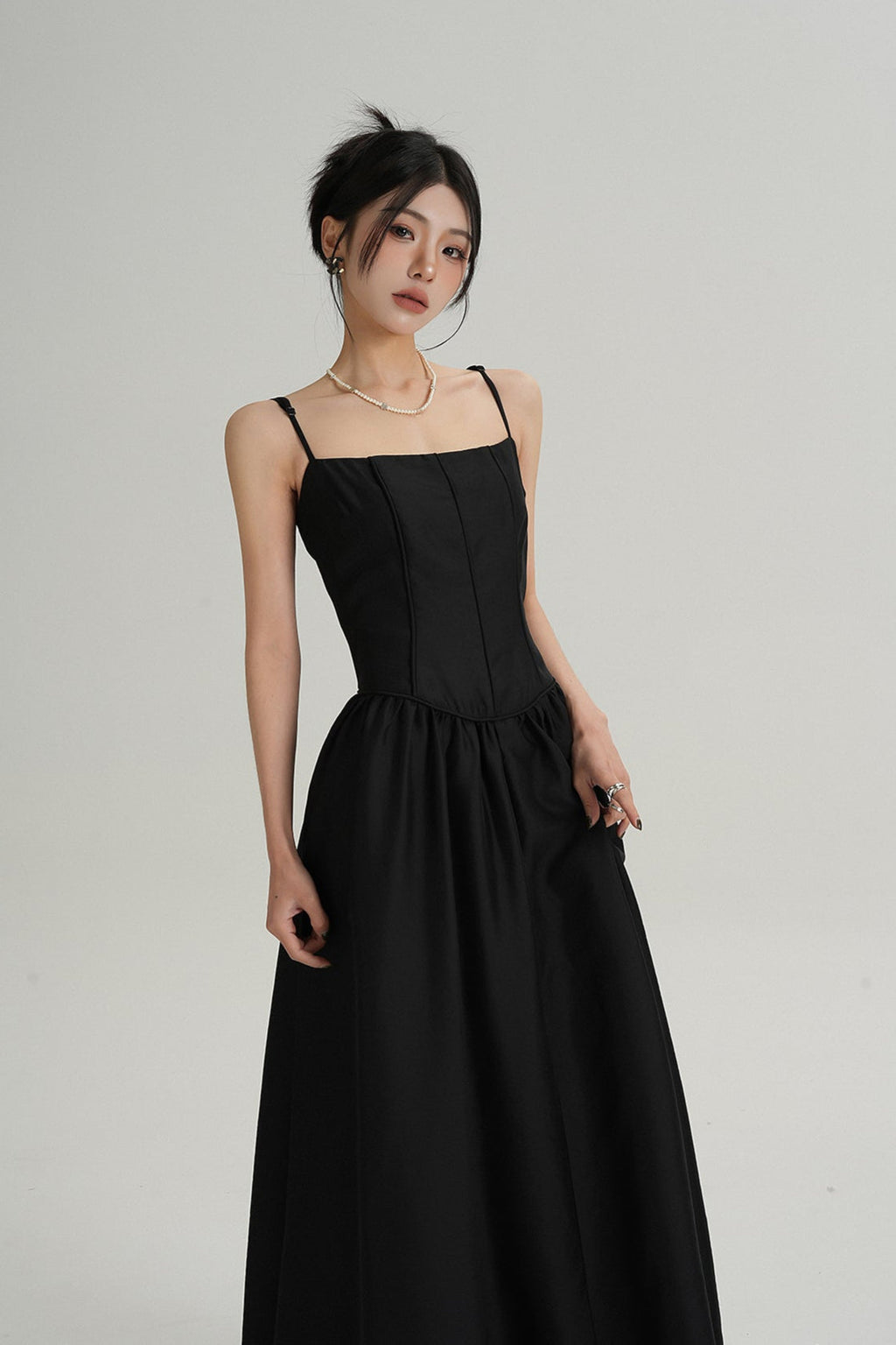 Adjustable Spaghetti Strap Corset Bodice Maxi Dress