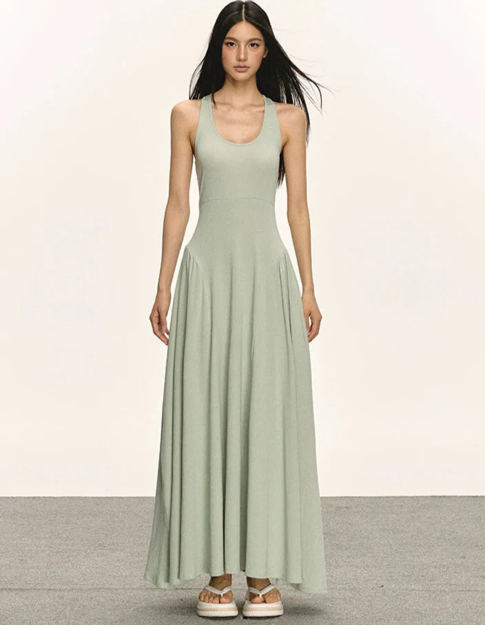 Sleeveless Racerback Maxi Dress with Cut-Out Back